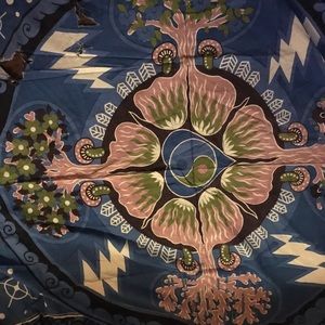 Blue Mushroom Hippie Rose Tapestry